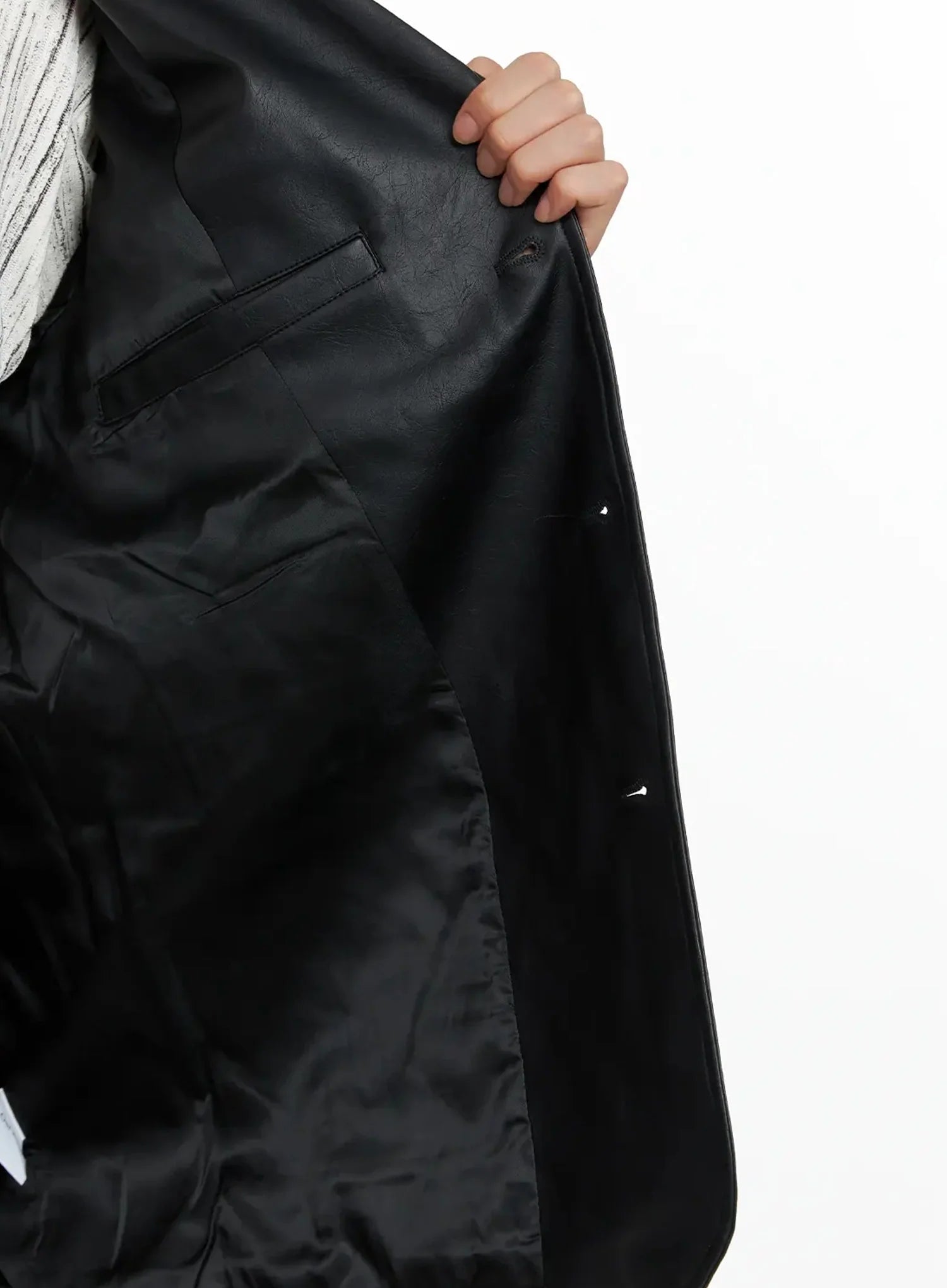 Men's Faux Leather Blazer Jacket IO516