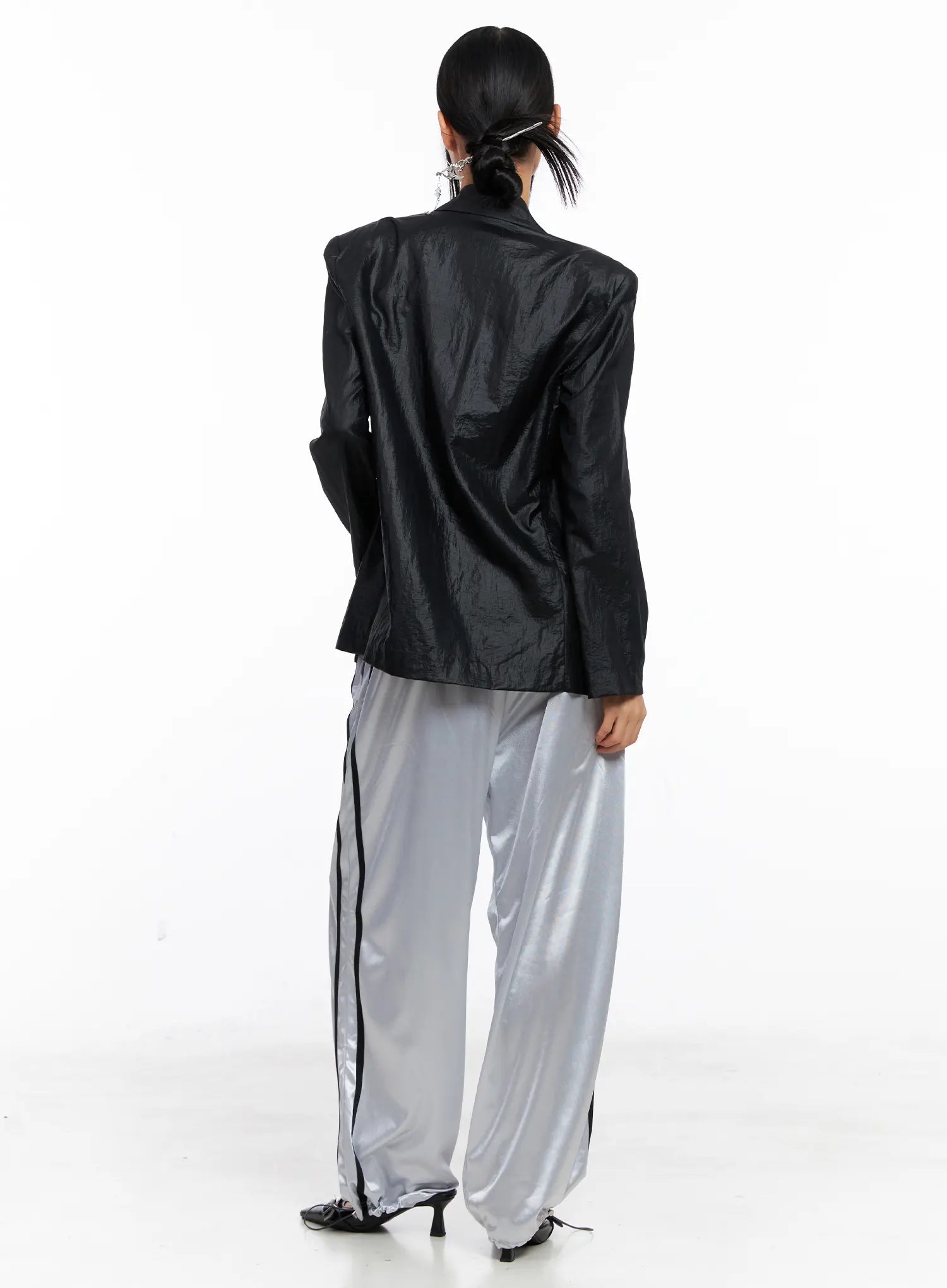 Black Nylon Slim Fit Jacket CS511