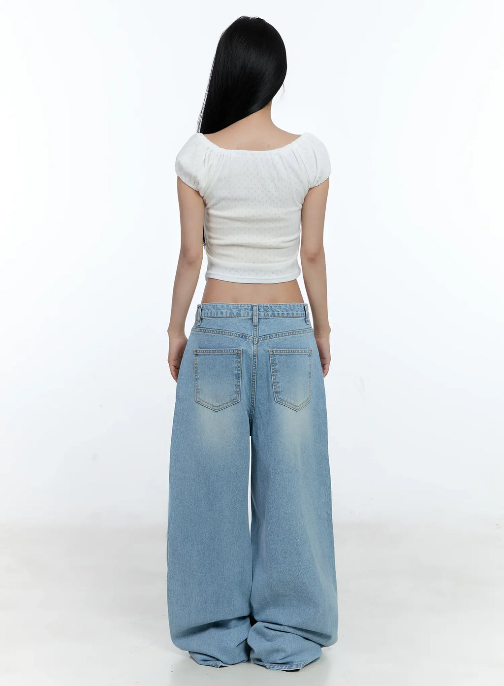 Off-Shoulder Eyelet Puff-Sleeve Top CL530