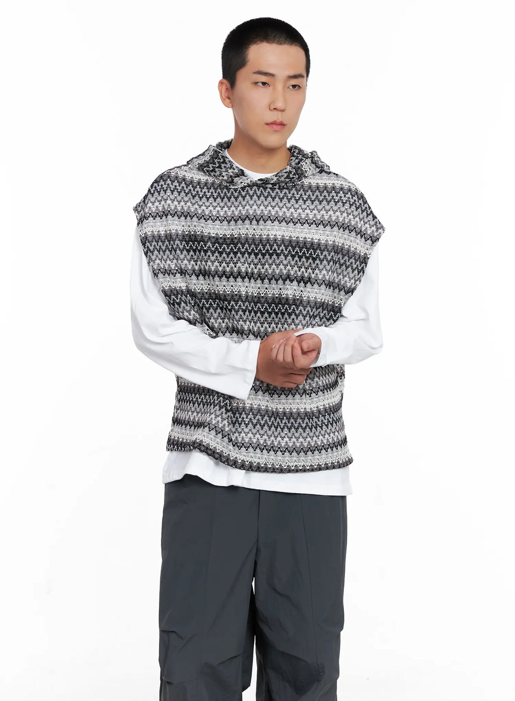 Men's Crochet Hoodie Vest IG529