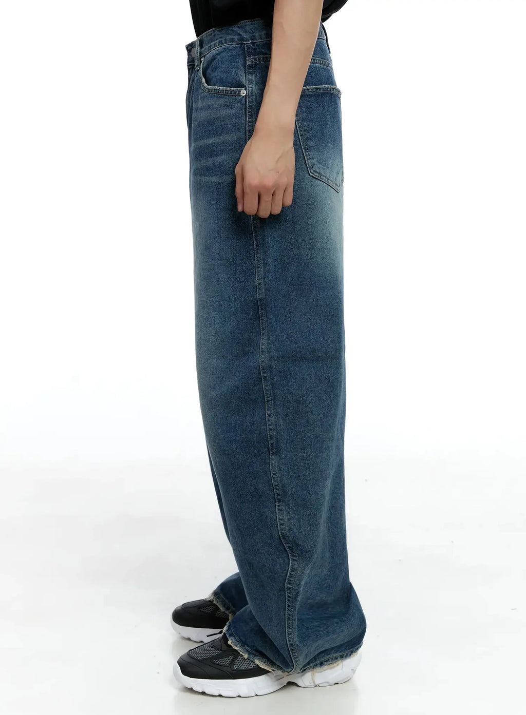Men's Frayed Hem Baggy Jeans IG520