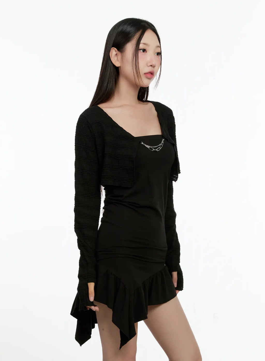 Cropped Chain Knit Cardigan CL531