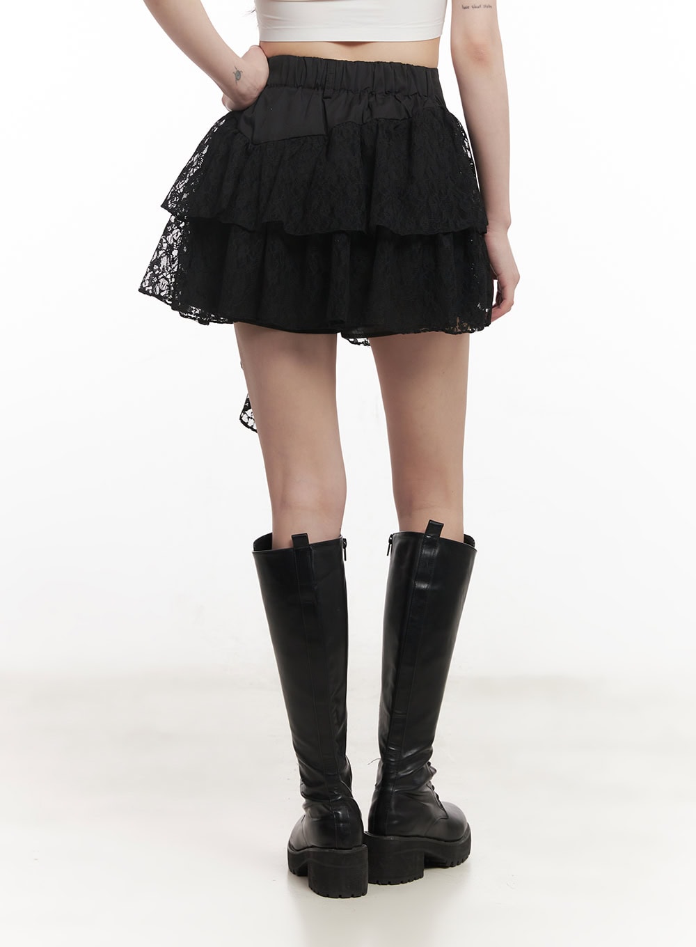 Asymmetric Lace Ruffle Mini Skirt CM519