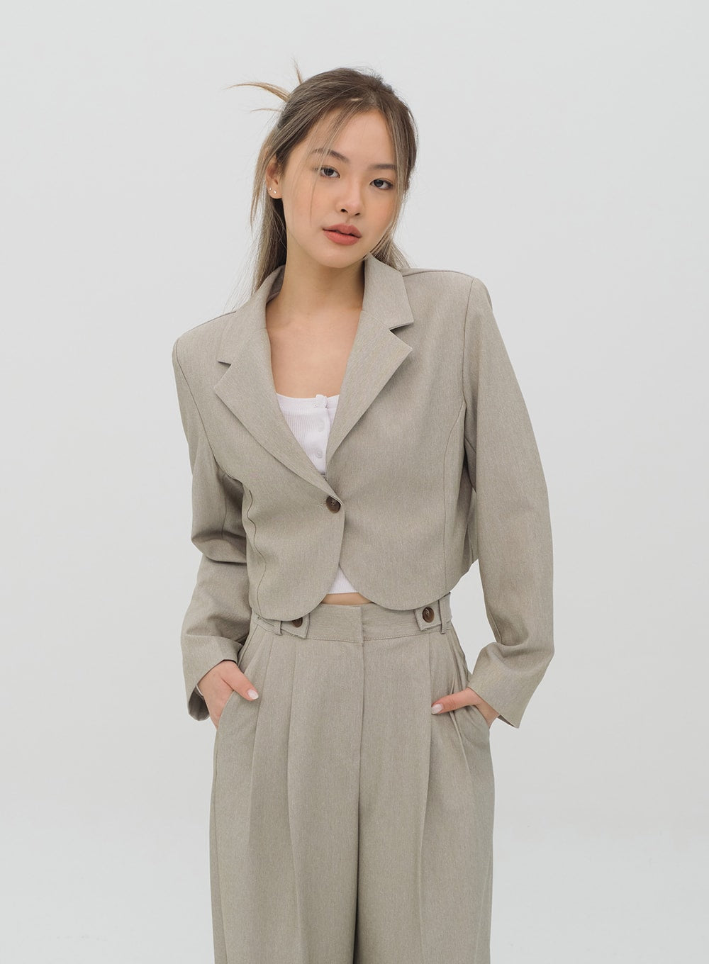 Scoop Neck Long Sleeve T Shirt with Front Buttons CM2