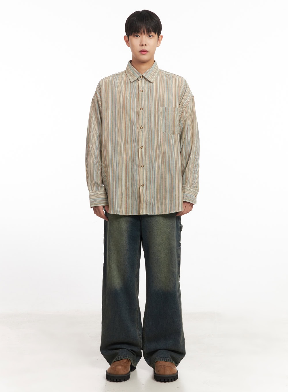 Men's Oversize Stripe Collared Shirt IM527