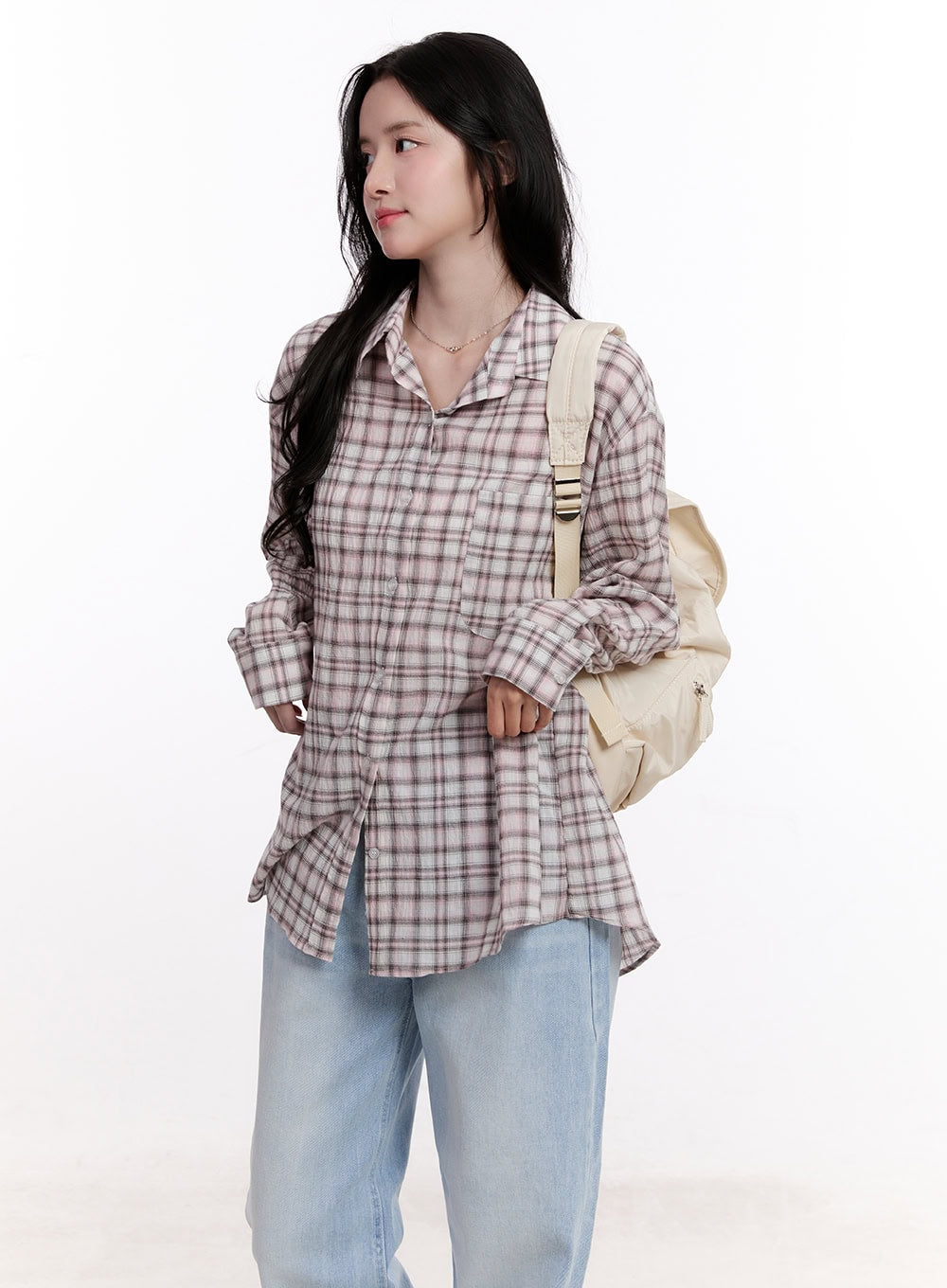 Checkered Oversize Collared Shirt CM527