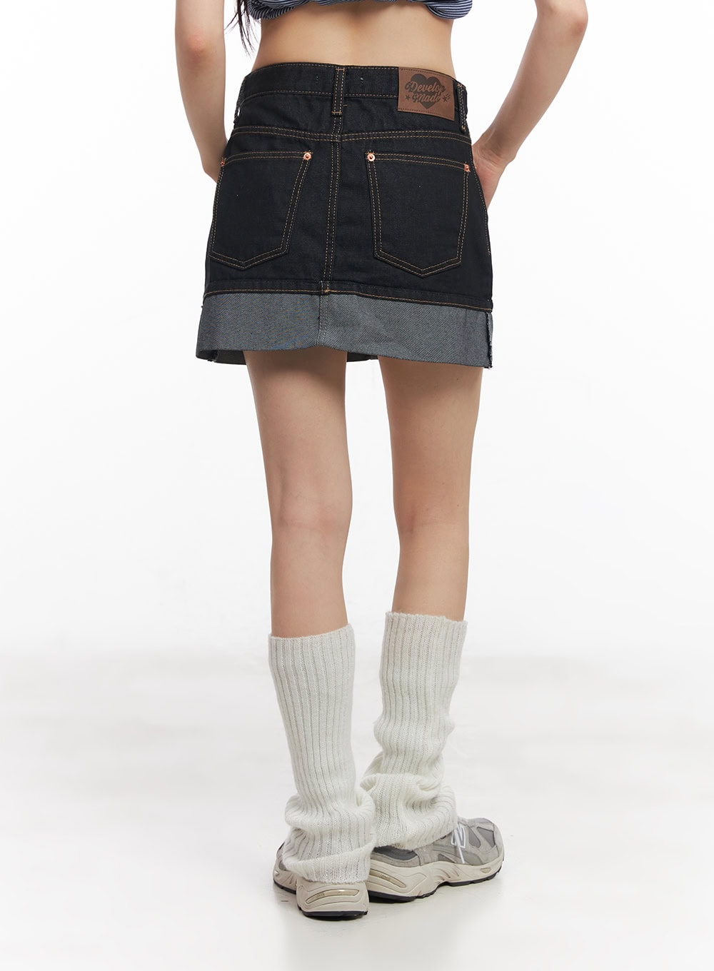 Denim Roll-Up Mini Skirt CY514
