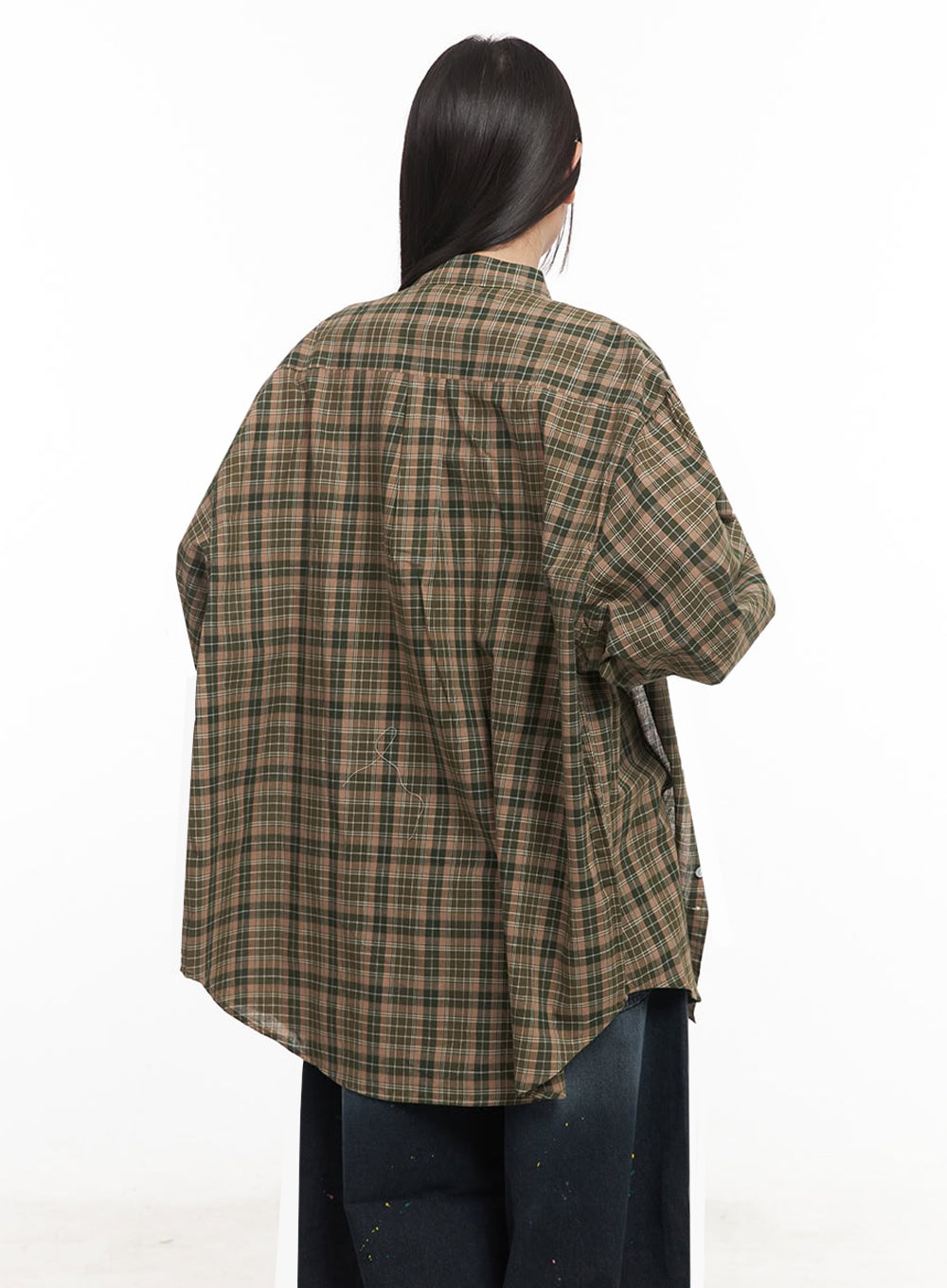 Checkered Oversize Collared T-Shirt IM525