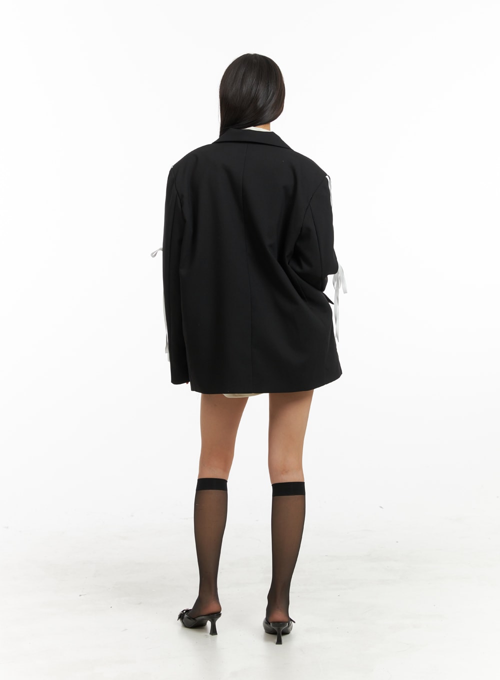 Ribbon Strap Sleeve Oversize Blazer IA417