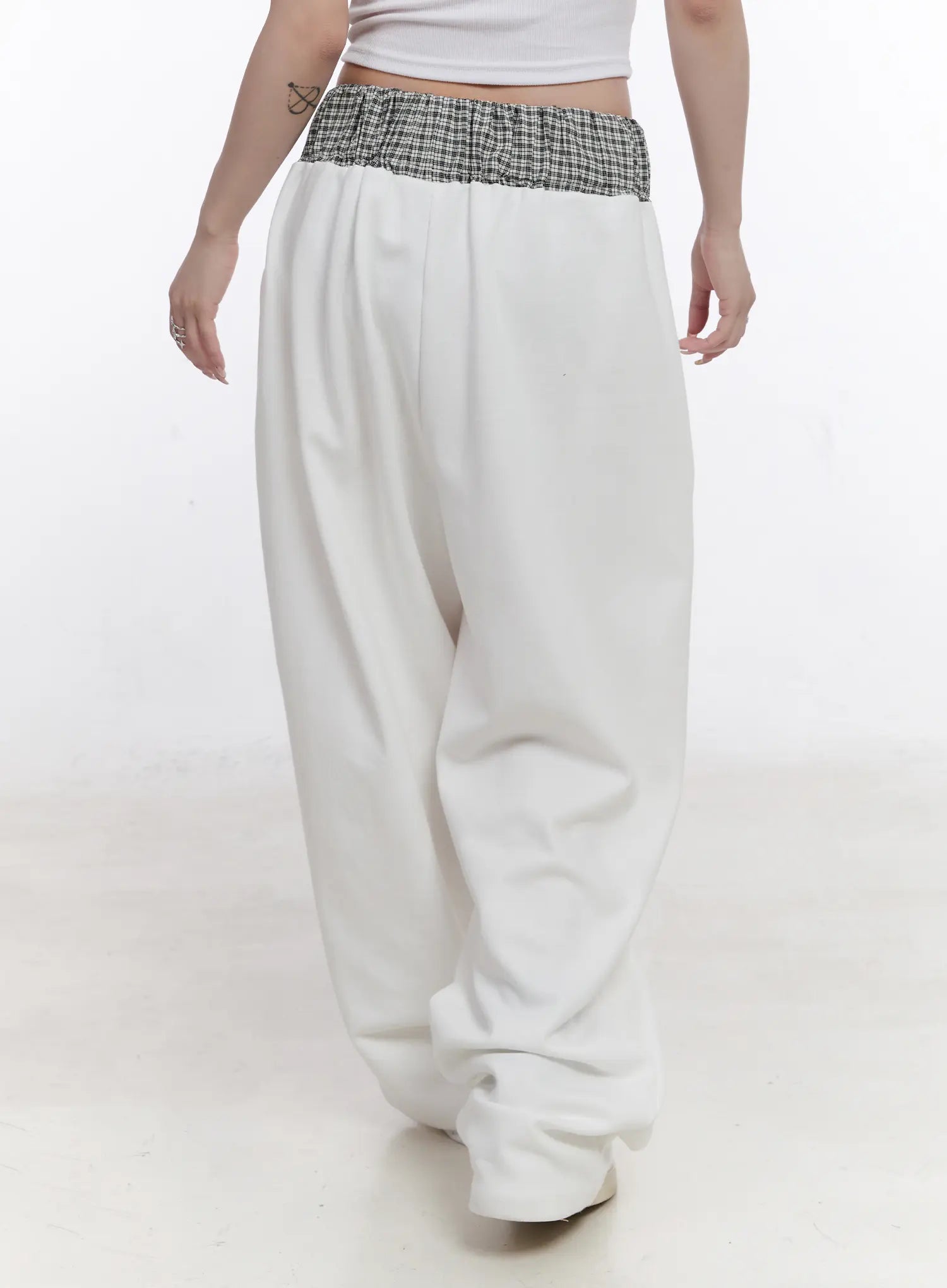 Plaid Waist Wide Leg Sweatpants CS530