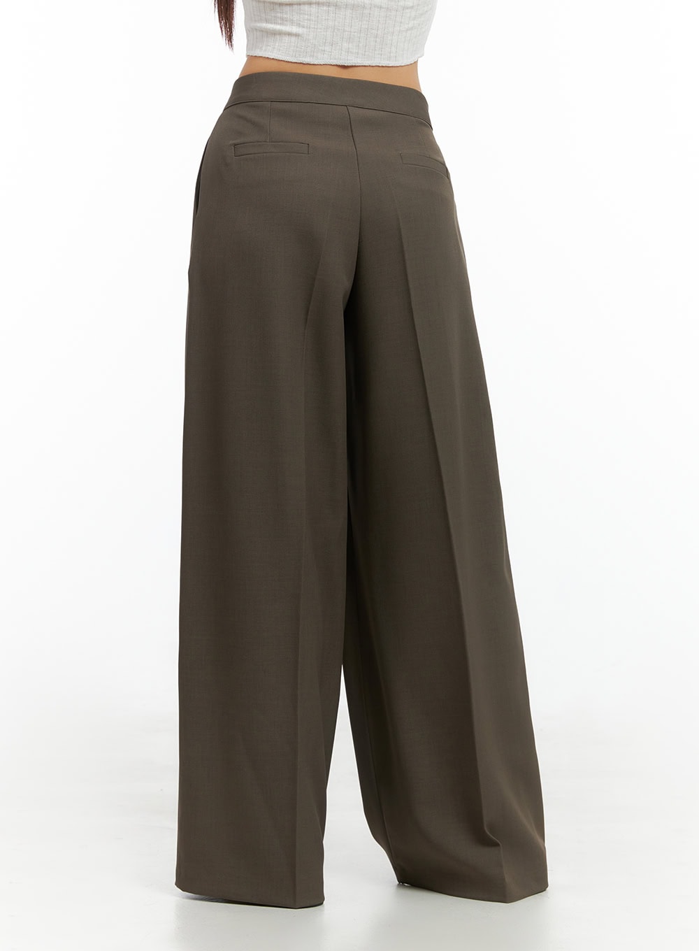 Pintuck Wide-Leg Tailored Pants IS402