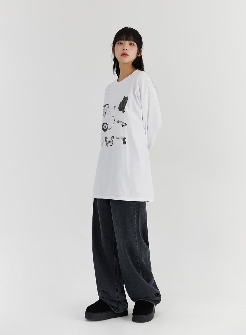 Loose Fit Cute Print Tee CS327