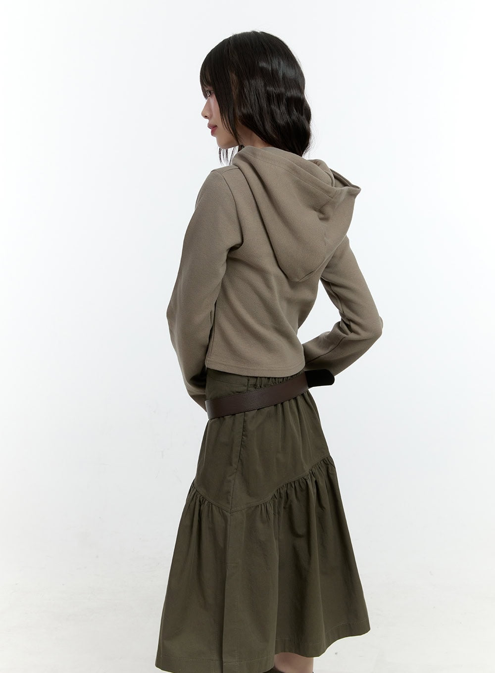 Shirring Buttoned Hooded Cardigan CF506