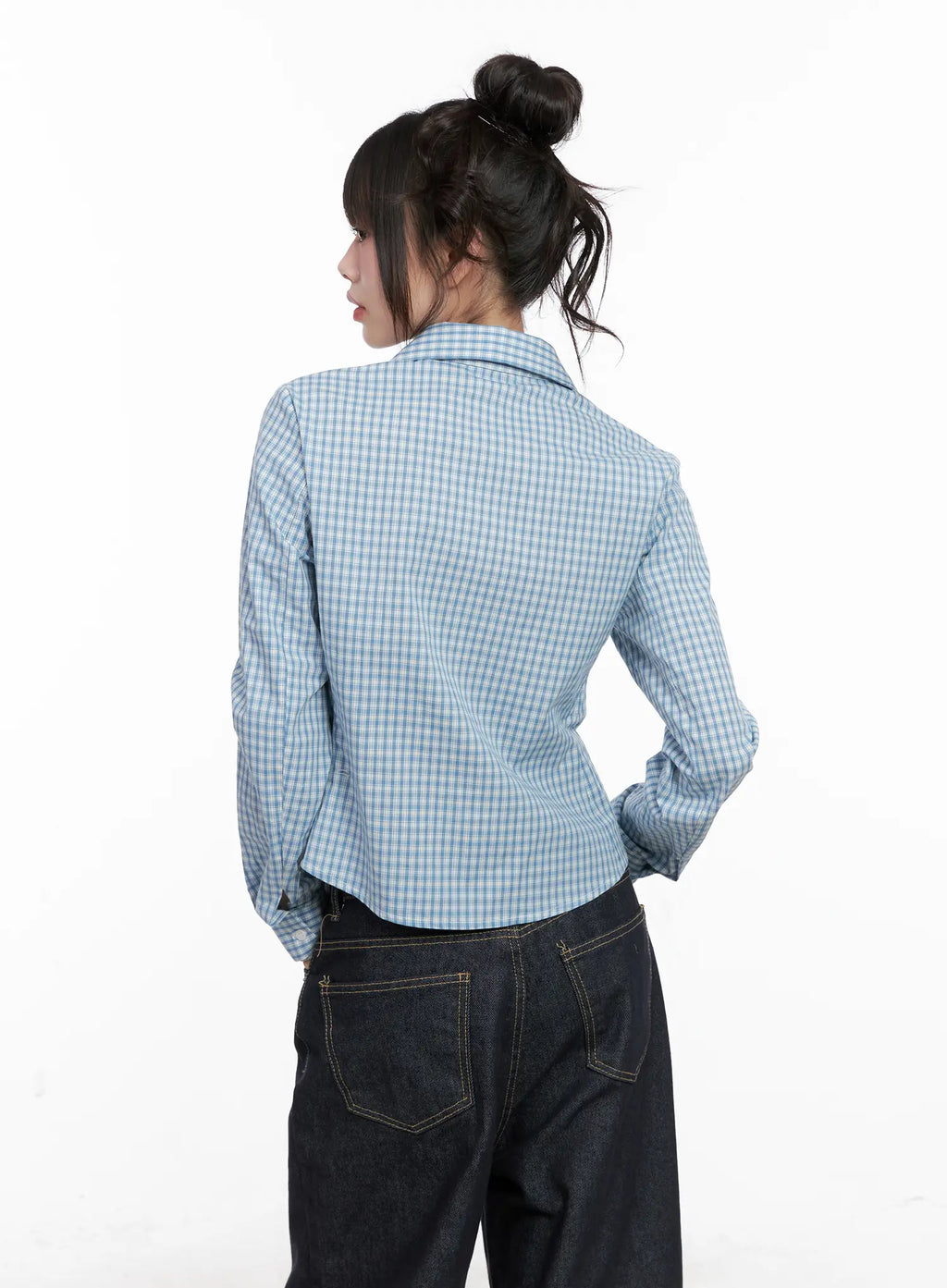 Plaid Button-Up Crop Shirt CG518