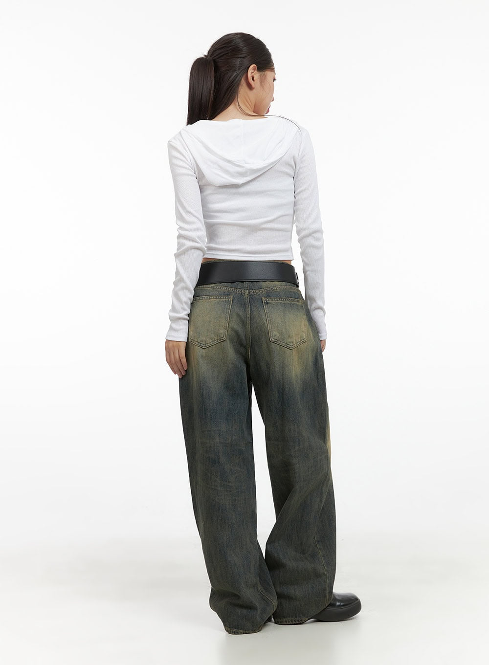 Ribbed Hoodie Long Sleeve Top CS405