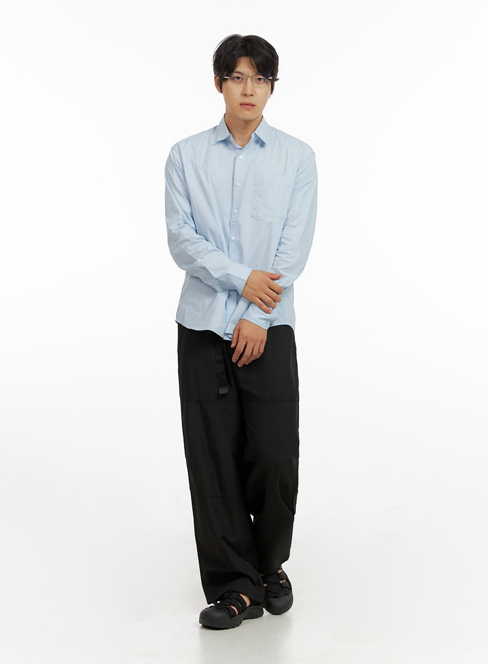 Men's Belted Wide Leg Trousers IG409