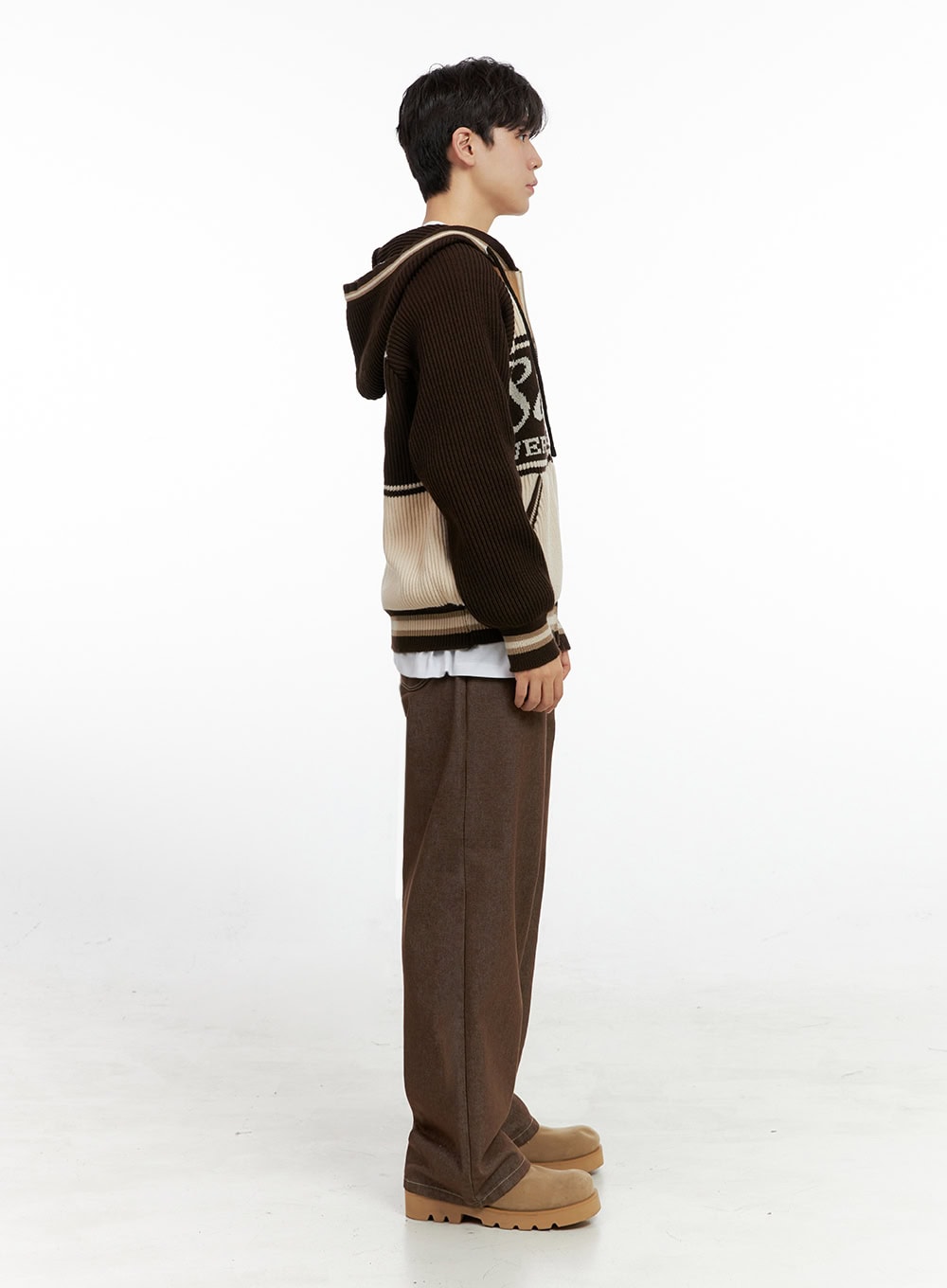 Men's Classic Denim Wide Leg Jeans (Brown) IN422