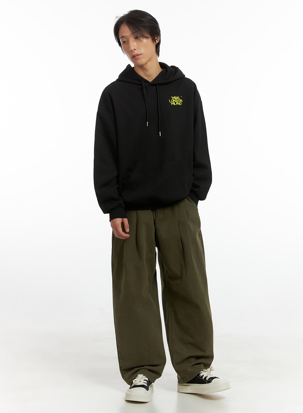 Men's Embroidered Oversized Hoodie (Black) IO417