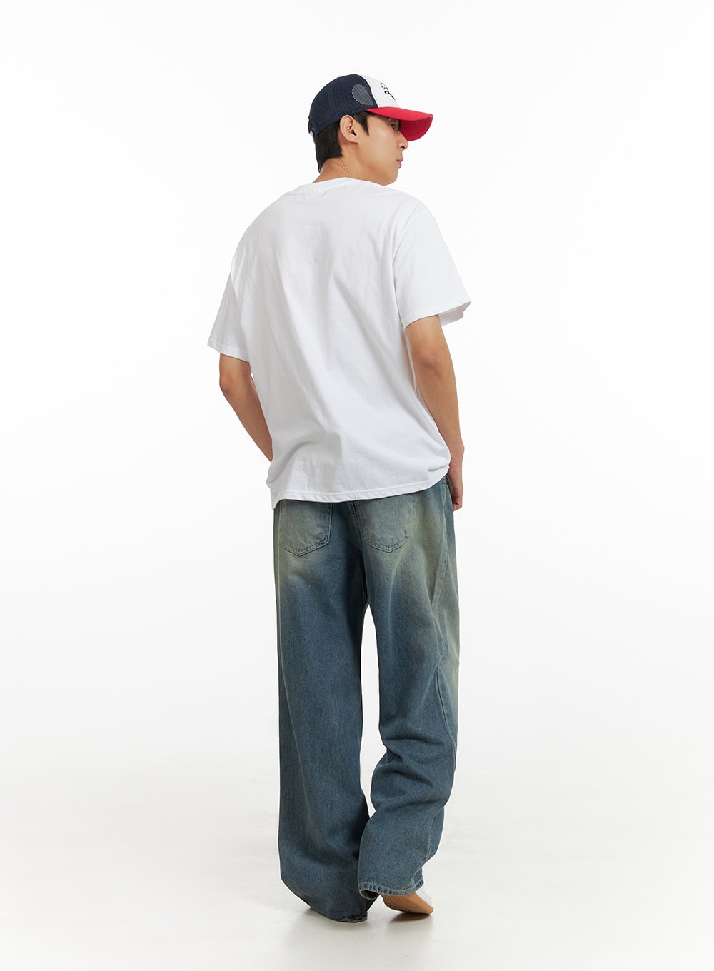 Men's Lettering Round Neck T-Shirt (White) IU418