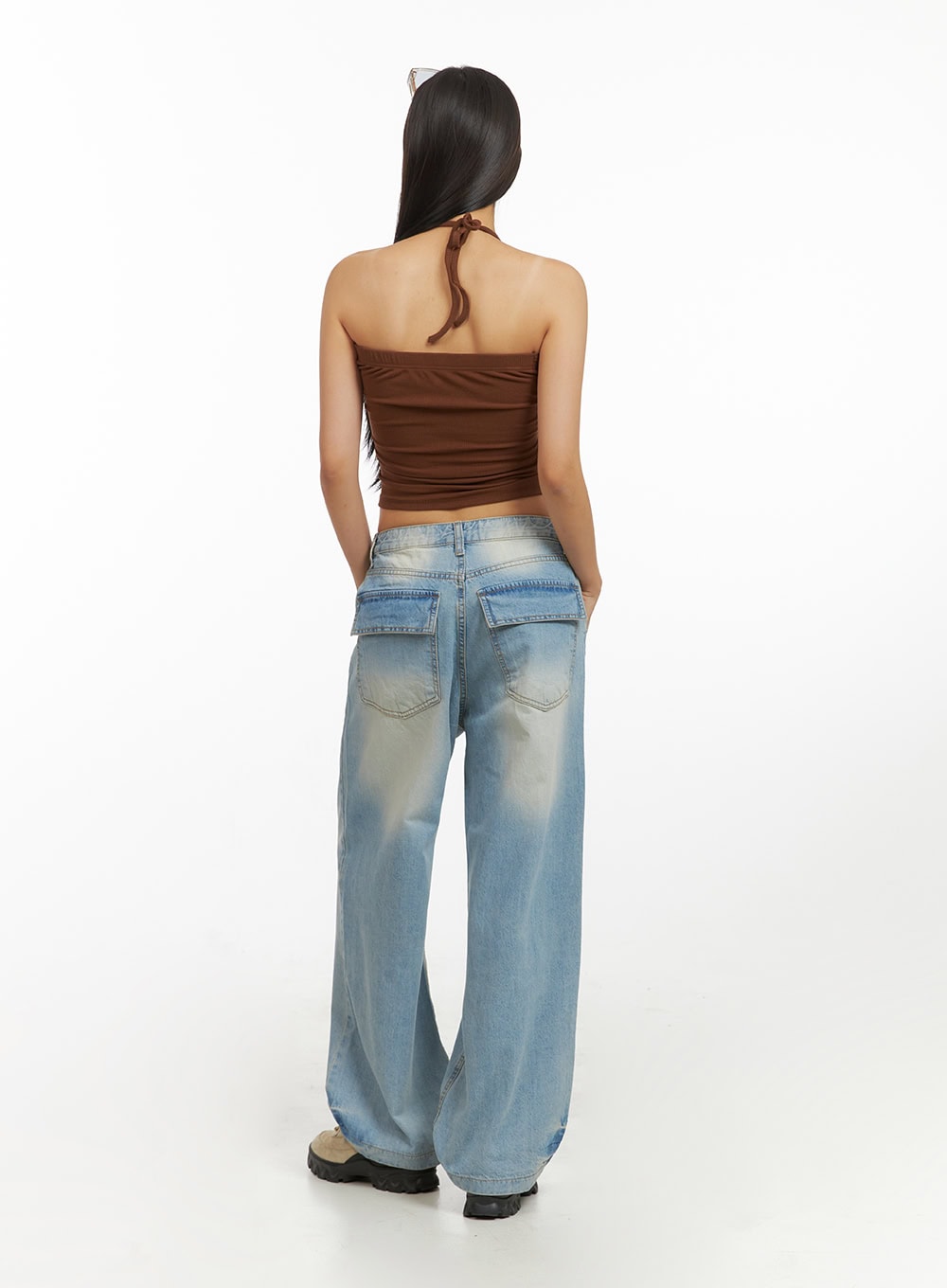 Halter Neck Shirred Crop Cami Top IY422