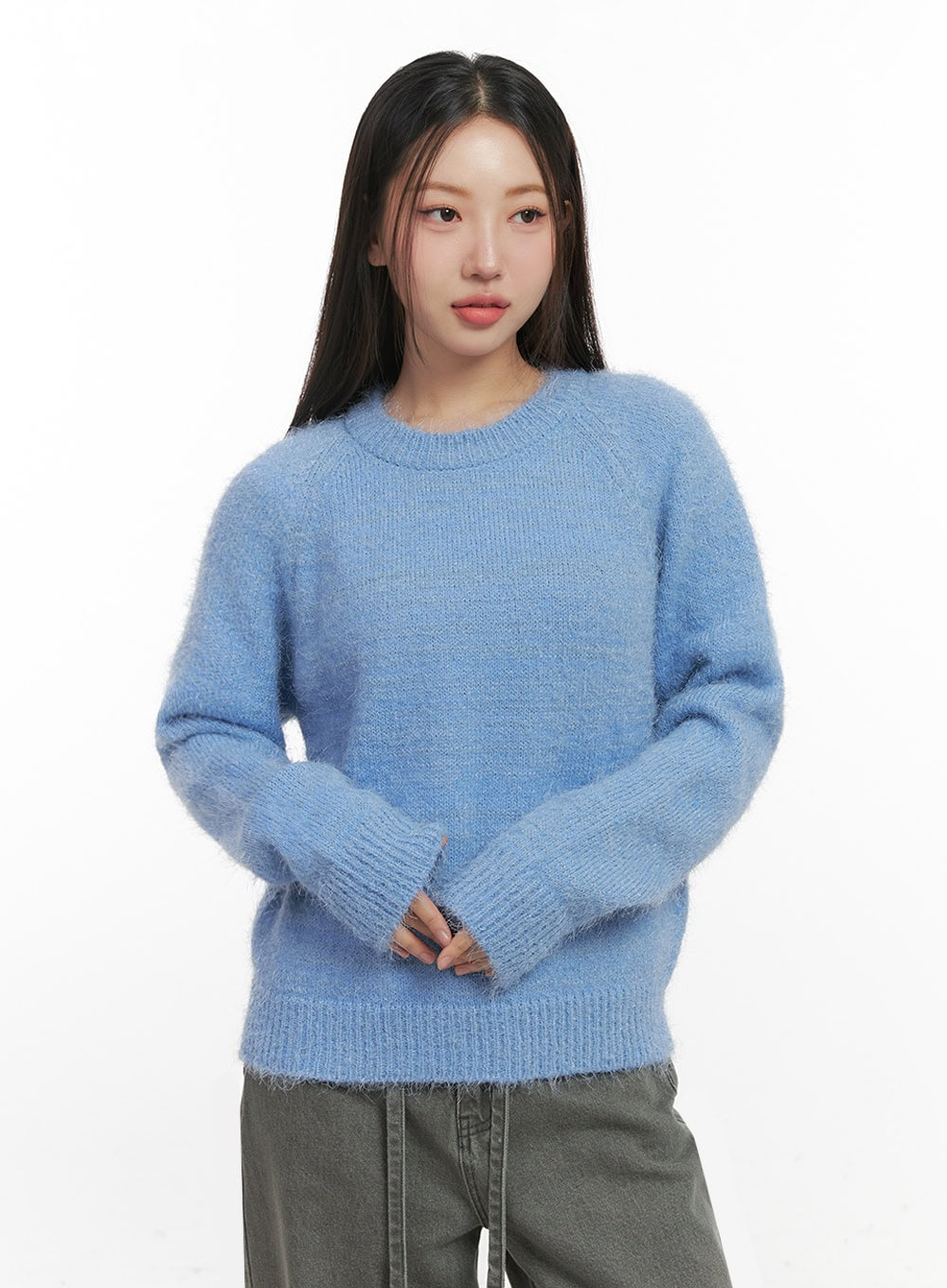 Solid Round Neck Knit Top IN415