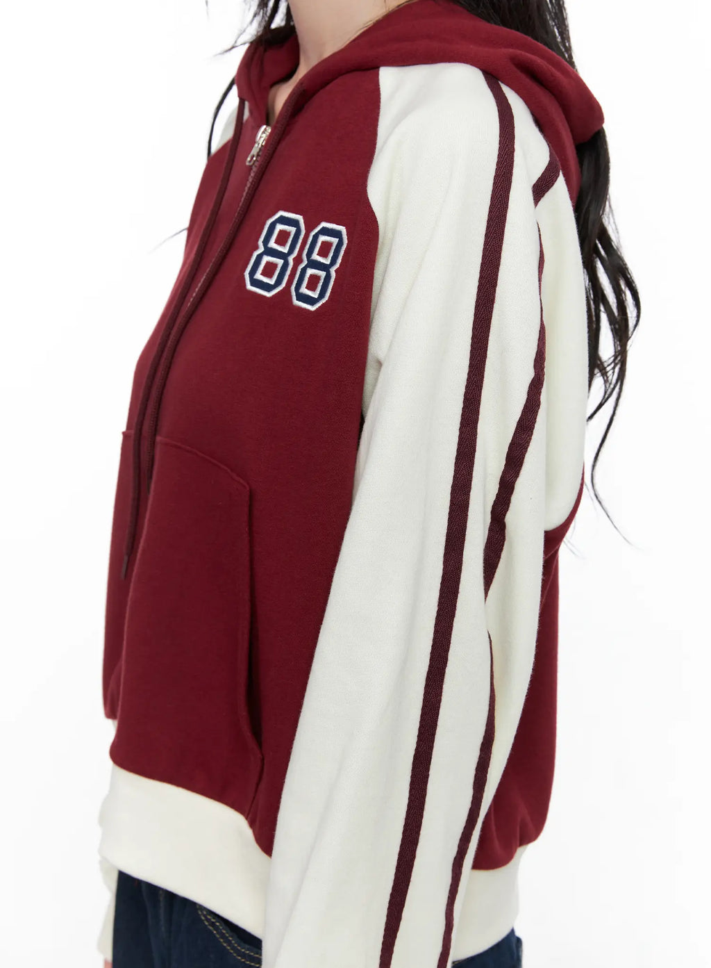 Two-Tone Zip-Up Crop Hoodie CS529