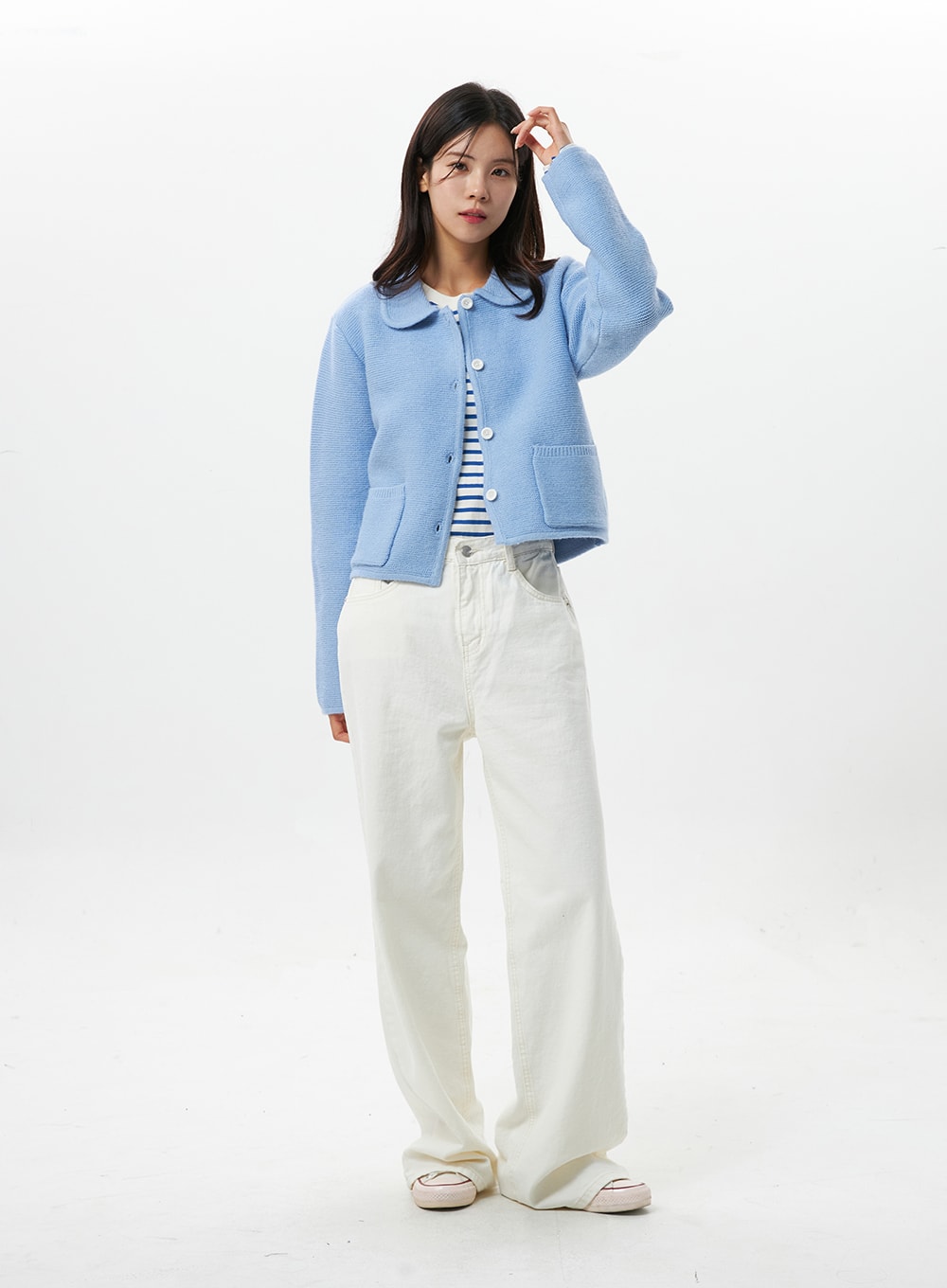 Stripe Cotton Long Sleeve Top OS321