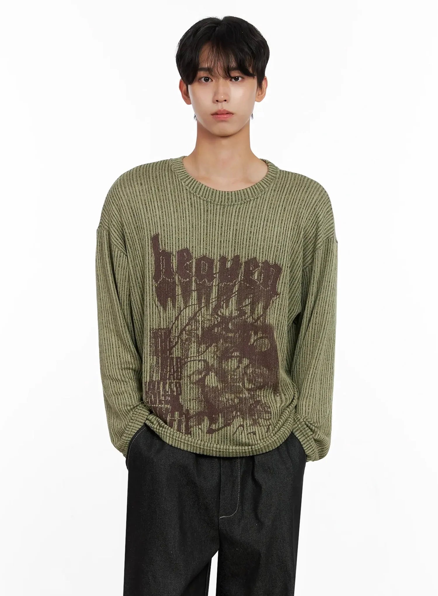 Men's Striped Graphic Knit Long Sleeve IO517