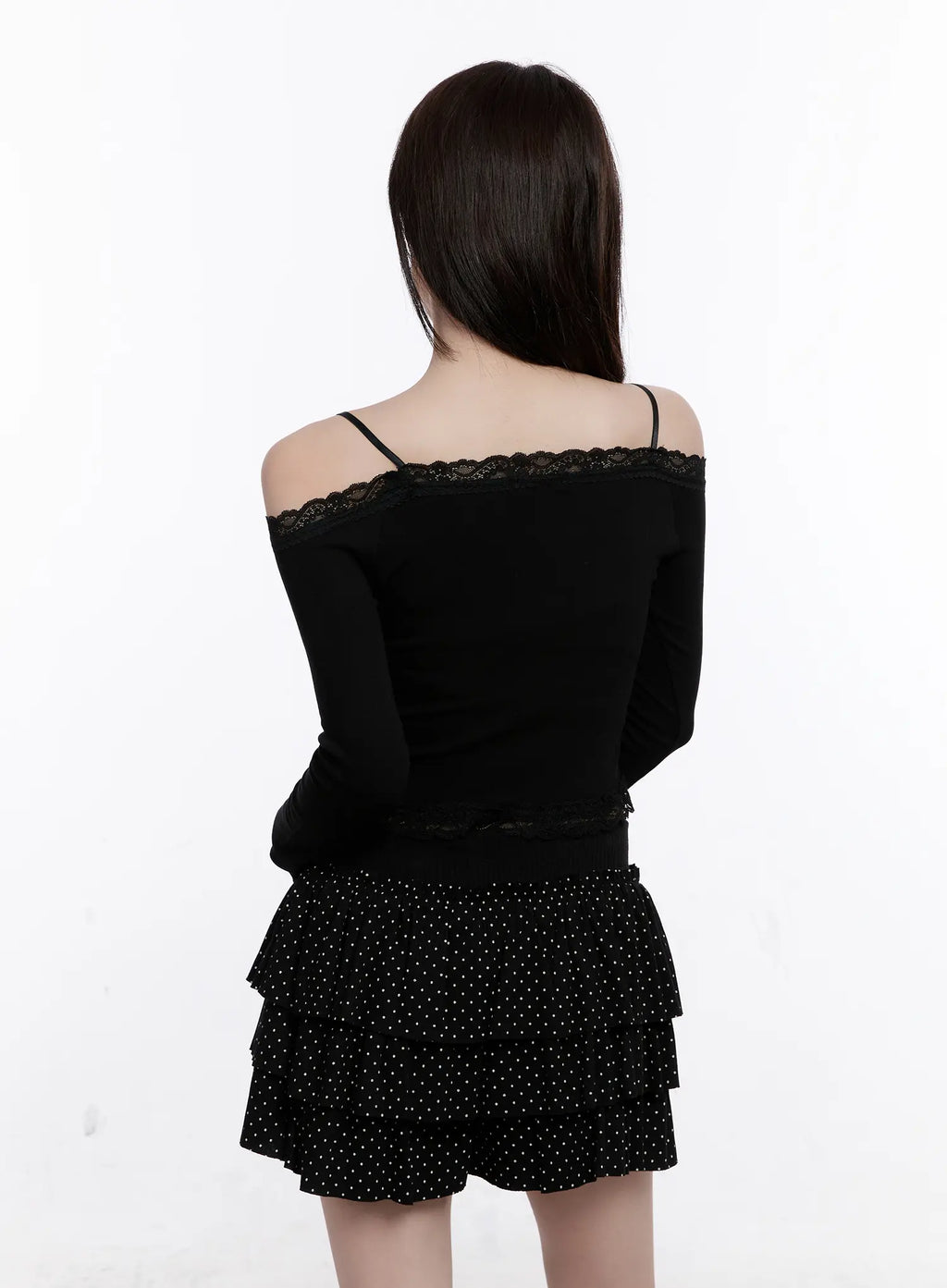 Lace Crop Tie Long Sleeve Top CS530