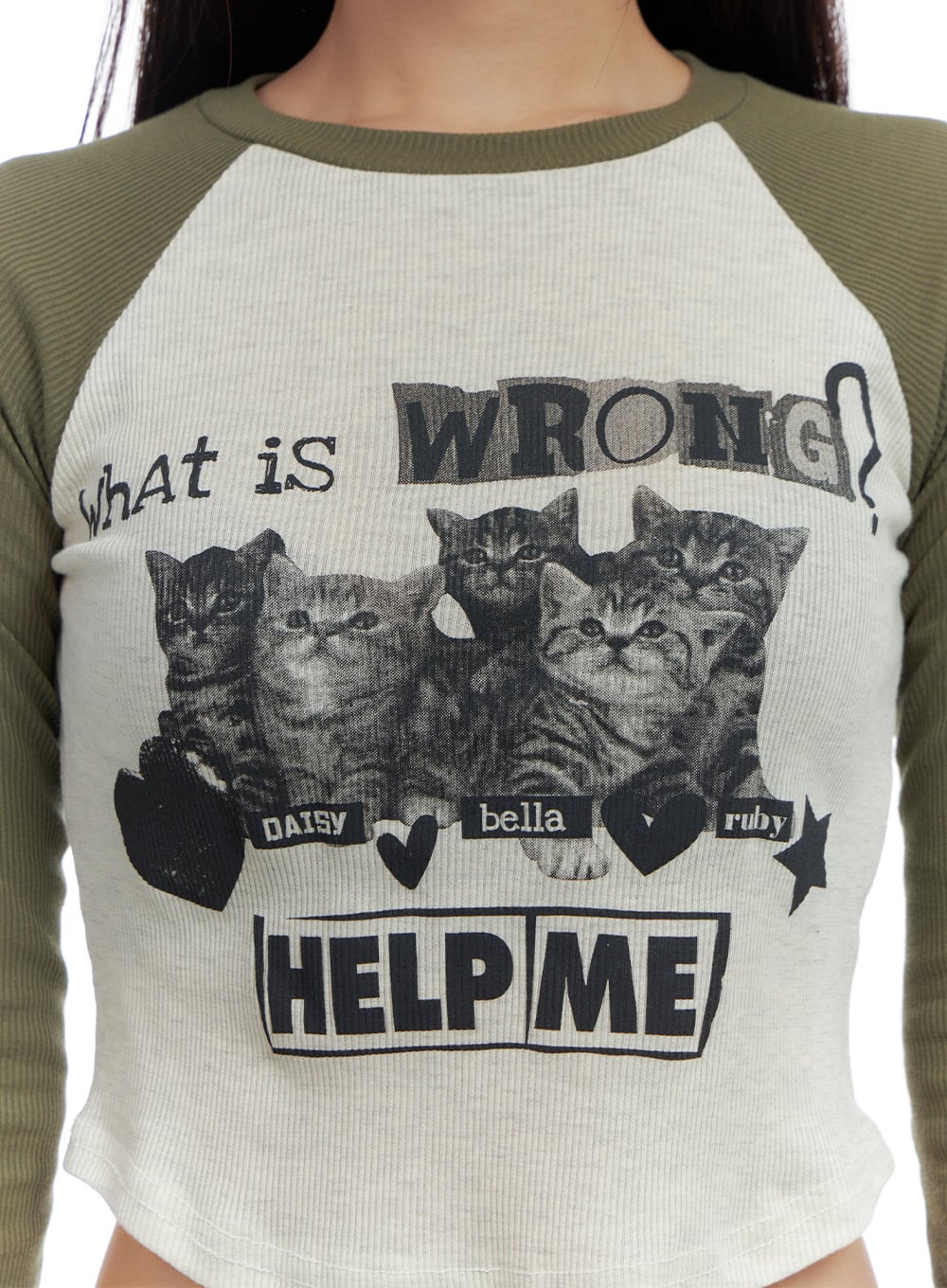 Graphic Raglan Cotton Crop Top CS424