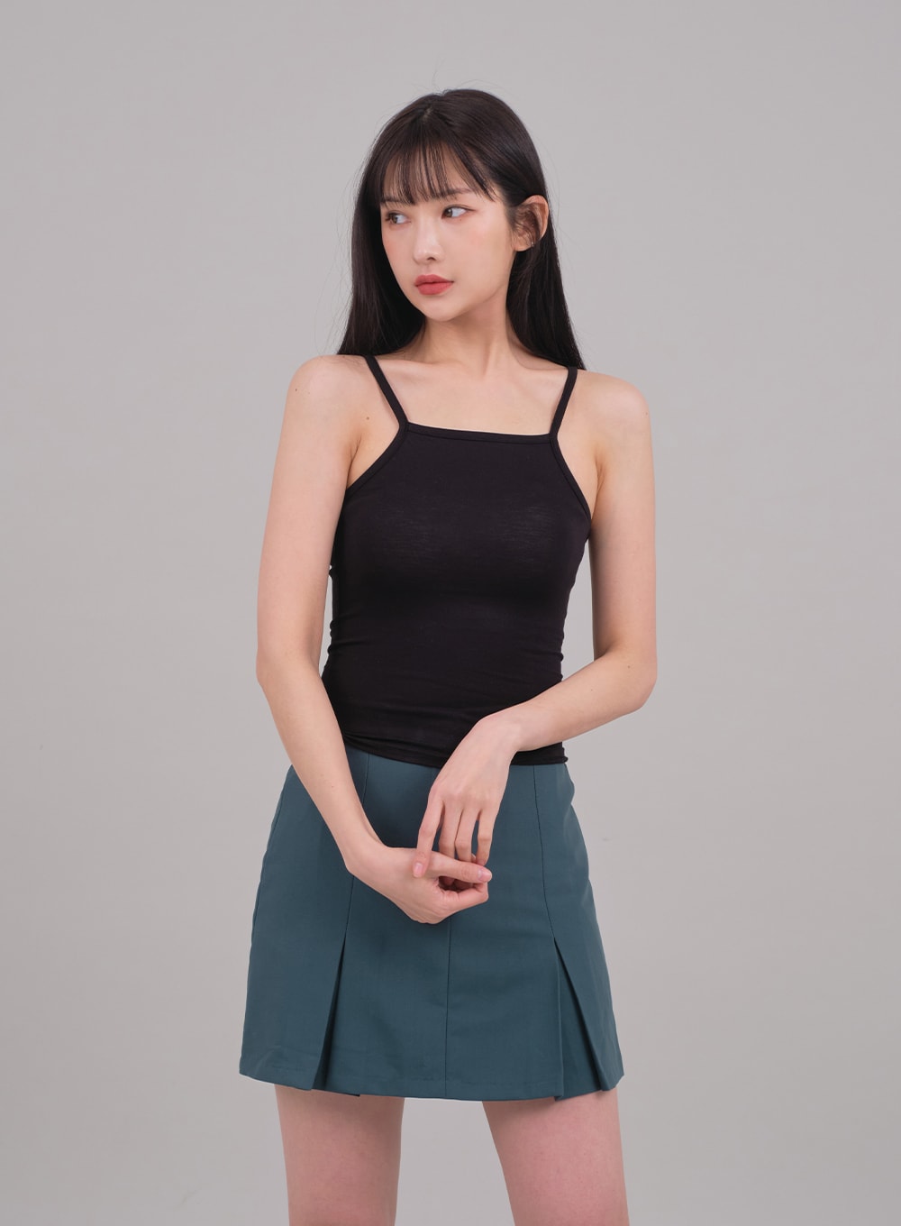 Cropped Long Sleeve Top with Front Shirring C2701