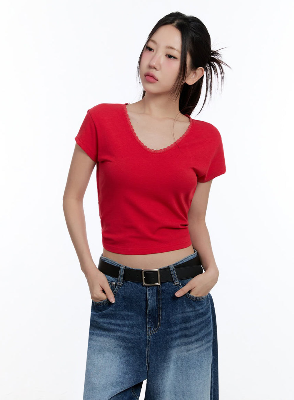 Lace Backless Crop Top IU503