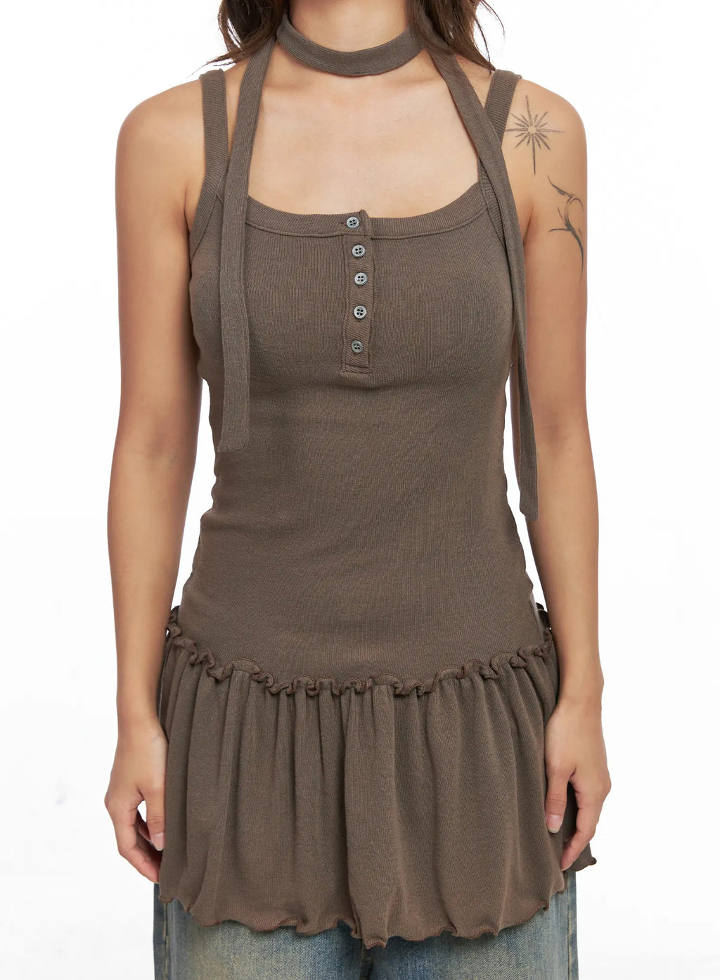 Ruffled Tank Top and Scarf Set CO513