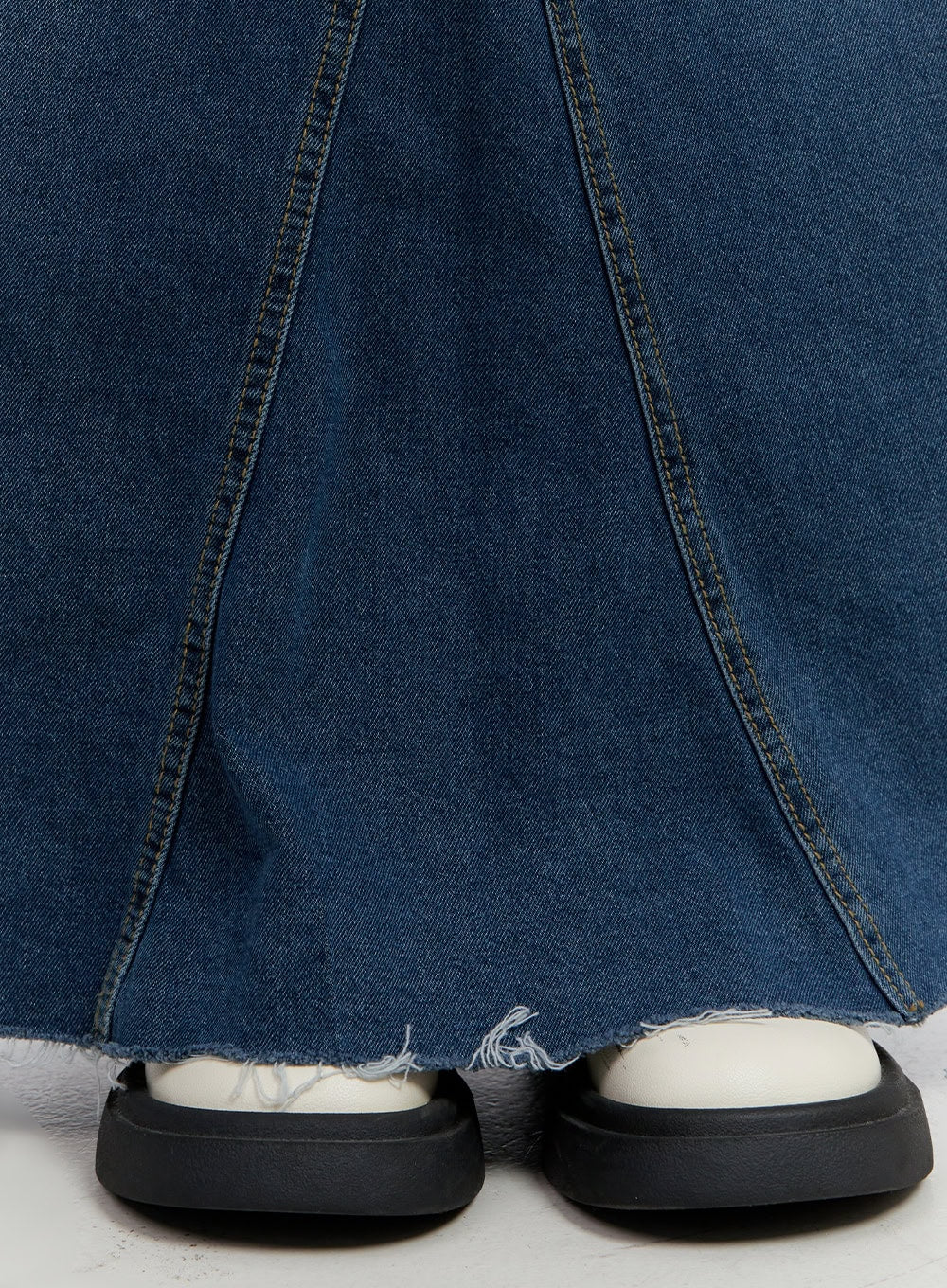 Destroyed Washed Denim Maxi Skirt CO419