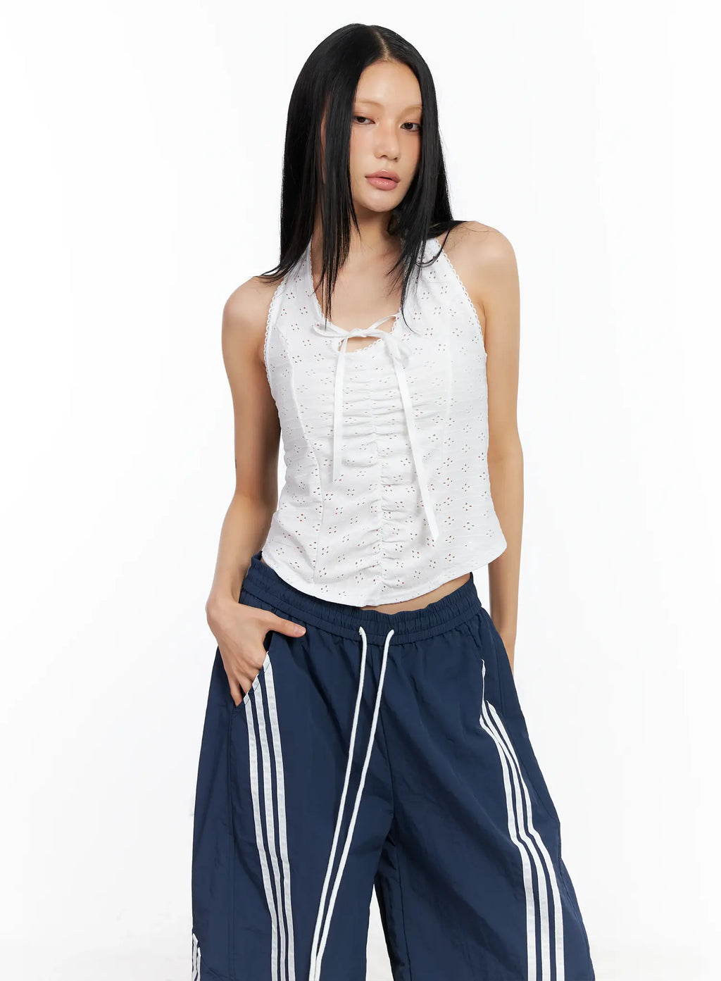 Lace Ribbon Halter Top CL529