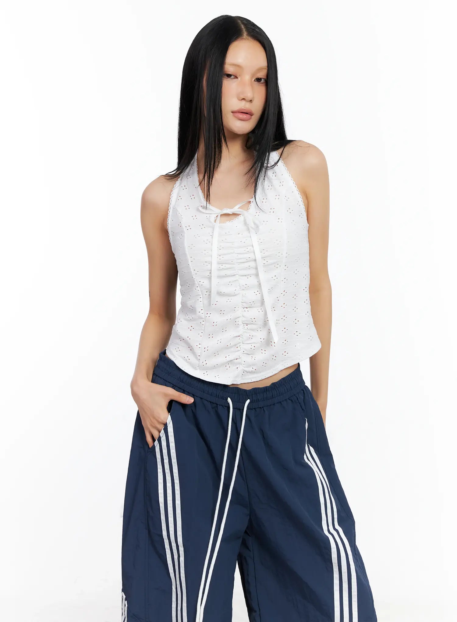 Lace Ribbon Halter Top CL529