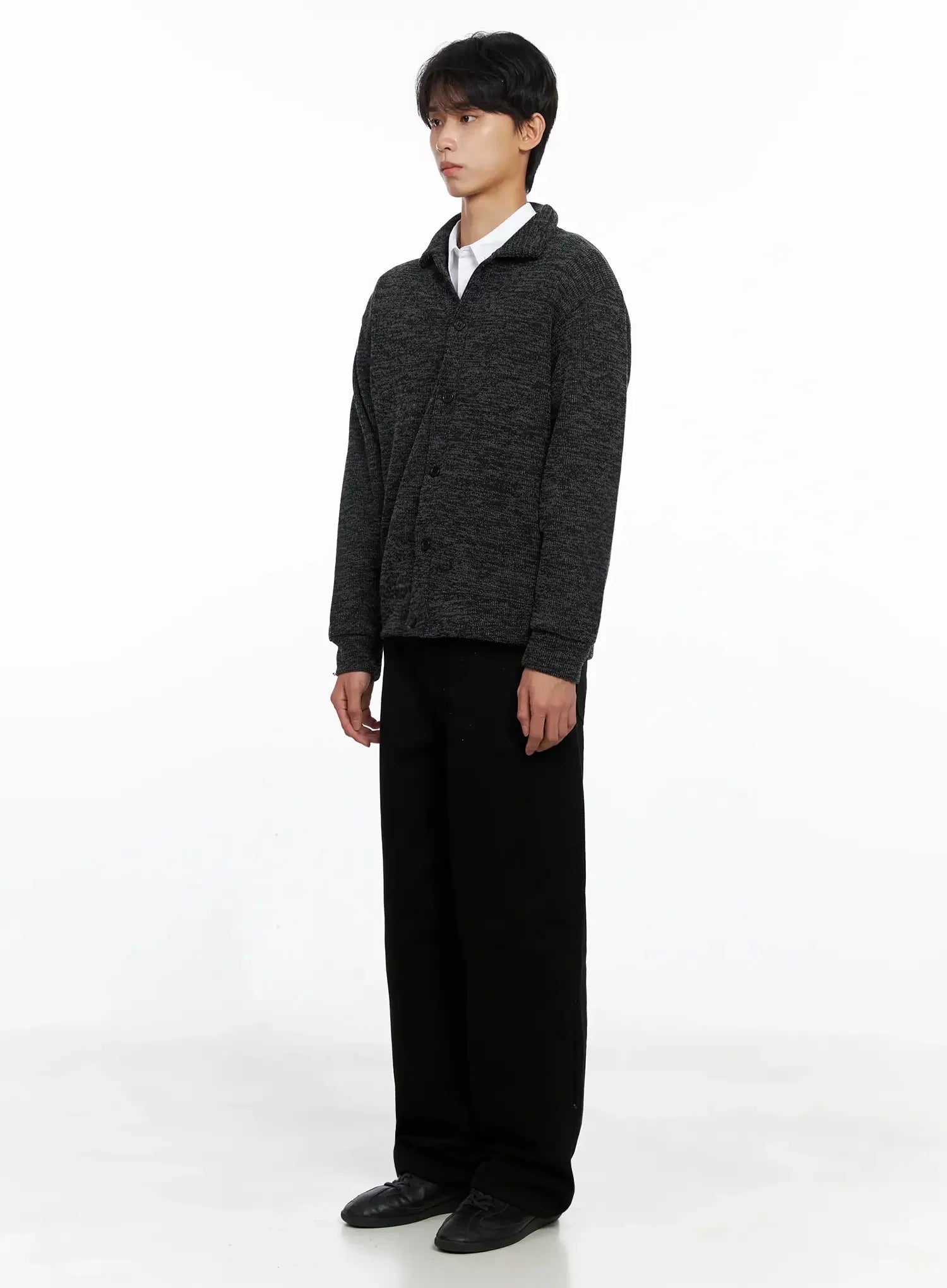 Men's Button-Up Collar Knit Cardigan IO517