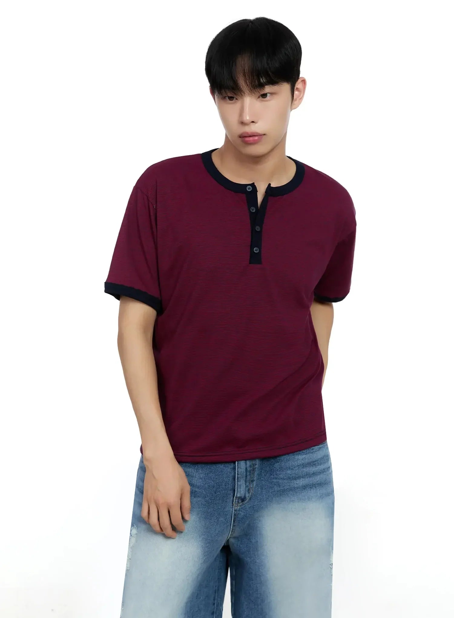 Men's Striped Henley T-shirt IG520