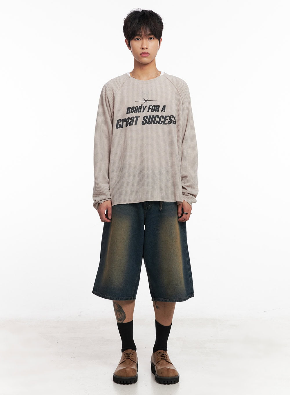 Men's Ribbed Graphic Raglan Sweatshirt IY508