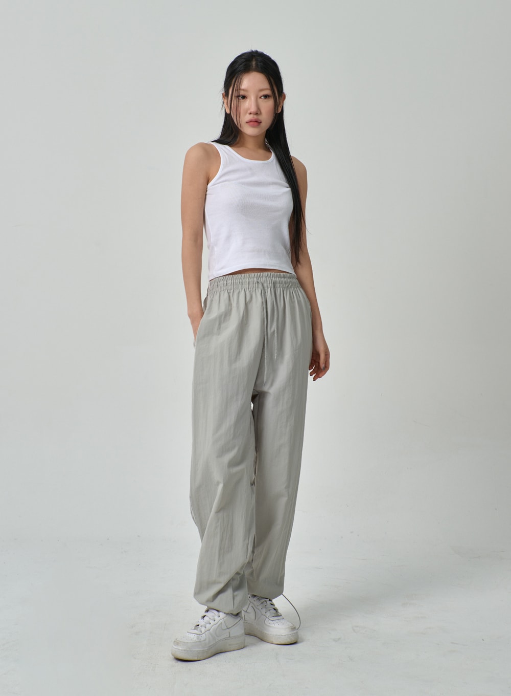 Drawstring Nylon Track Pants IF315