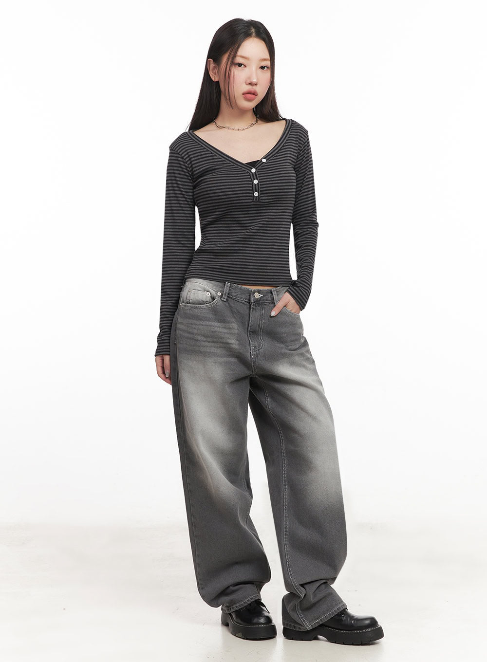 Becca Washed Straight-Leg Jeans IM524