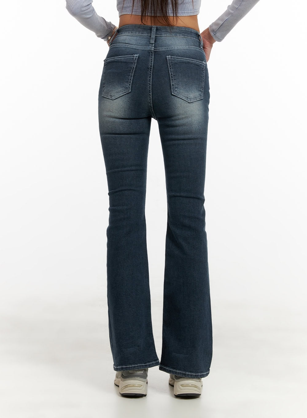 Washed Denim Slim Fit Bootcut Jeans CY402