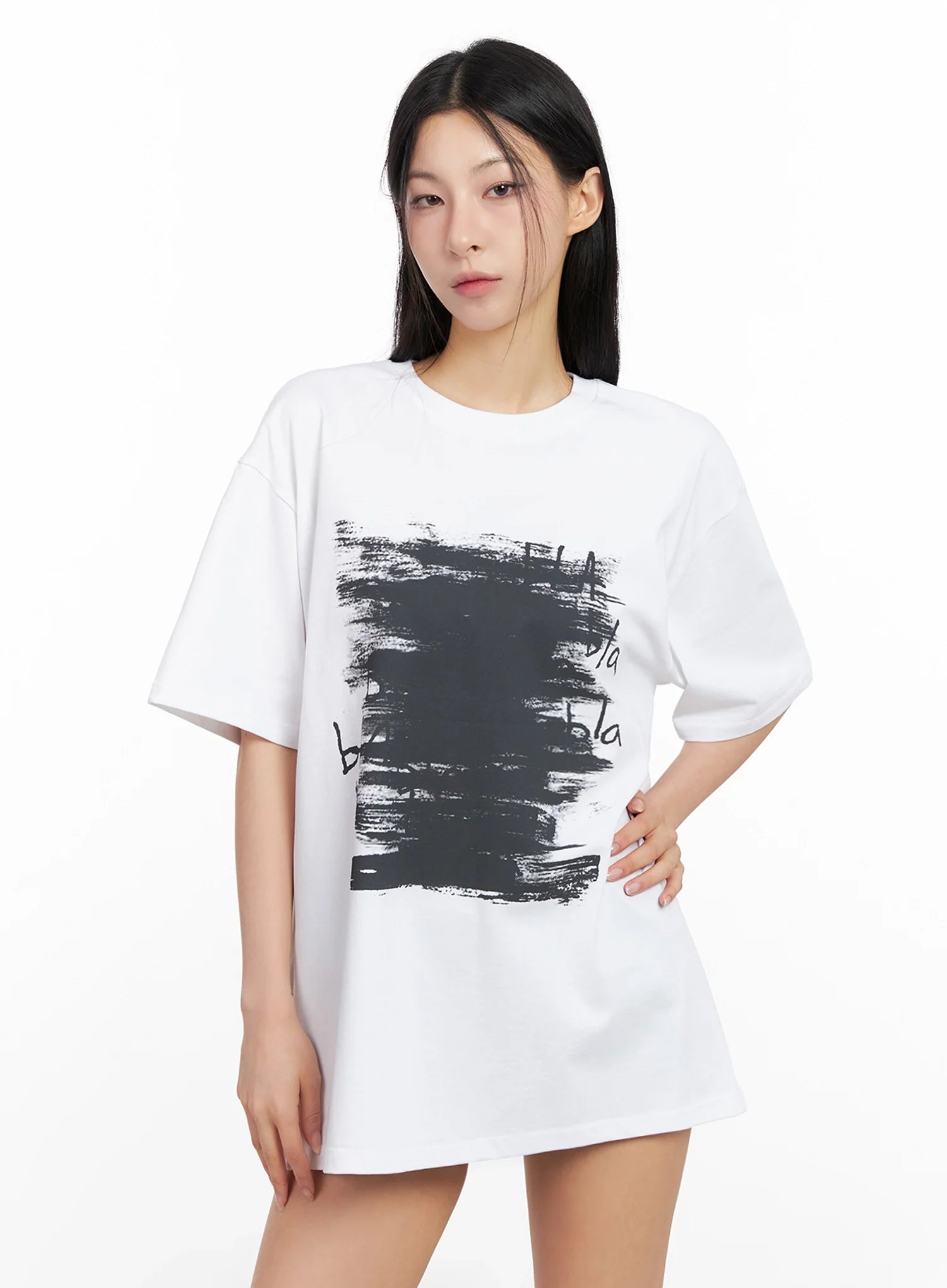 Brushstroke Graphic Oversized Tee IG508