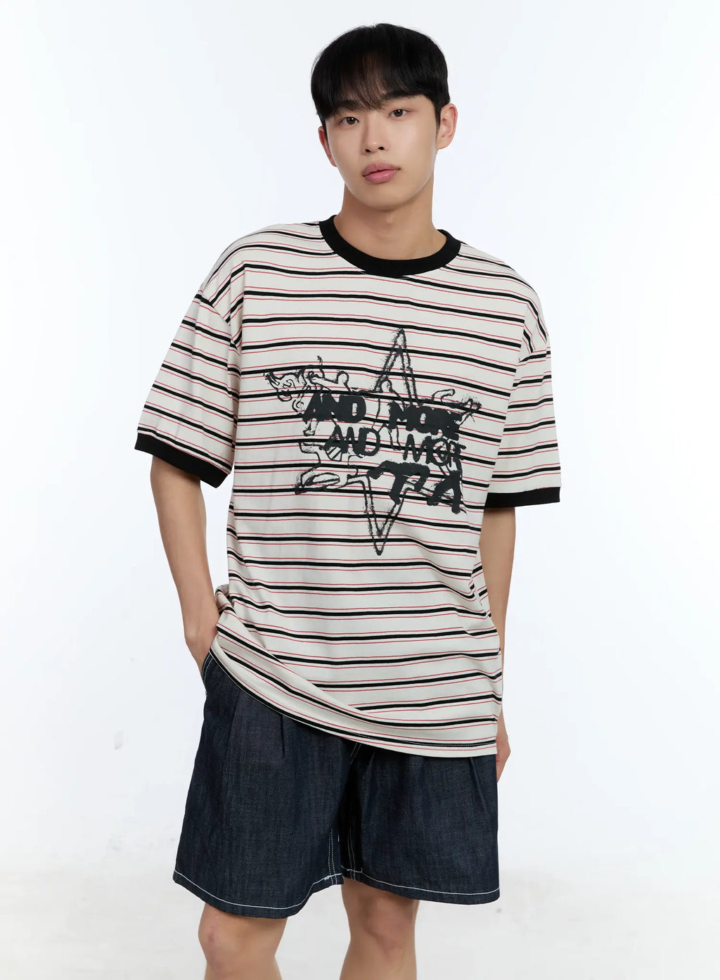 Men's Star Contrast Stripe Tee IL517