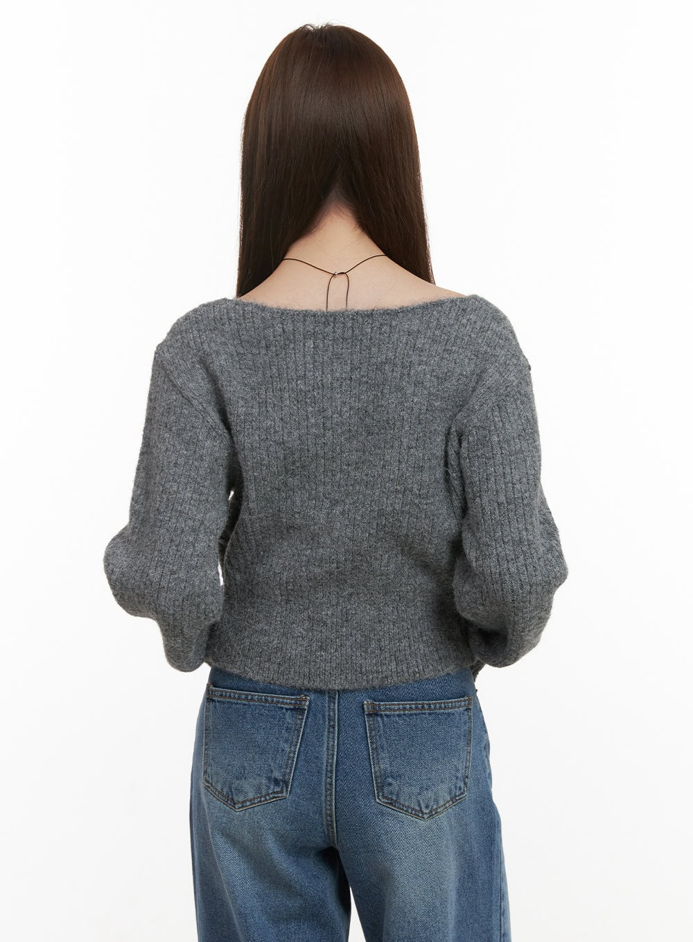 Wool Blend Button-Up Crop Sweater OD417