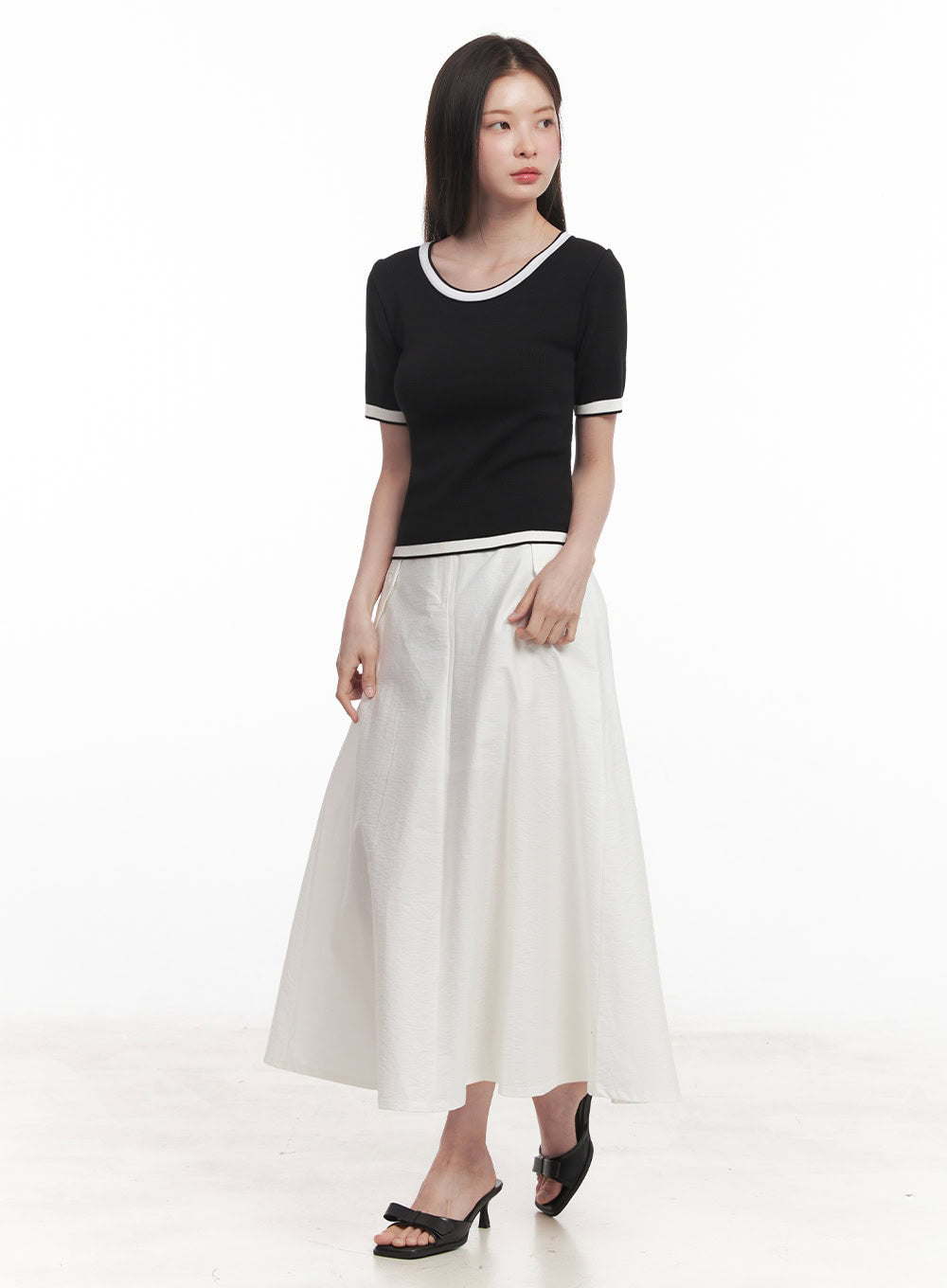 Flare Cotton Maxi Skirt IY513