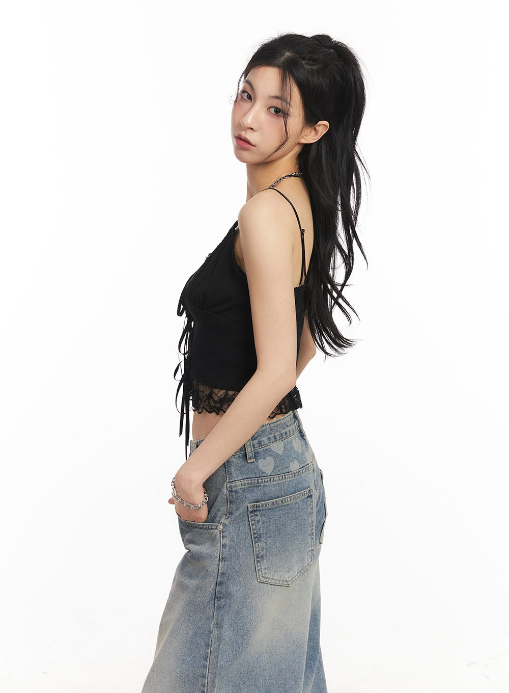 Sweetheart Lace Ribbon Cami Top CA514