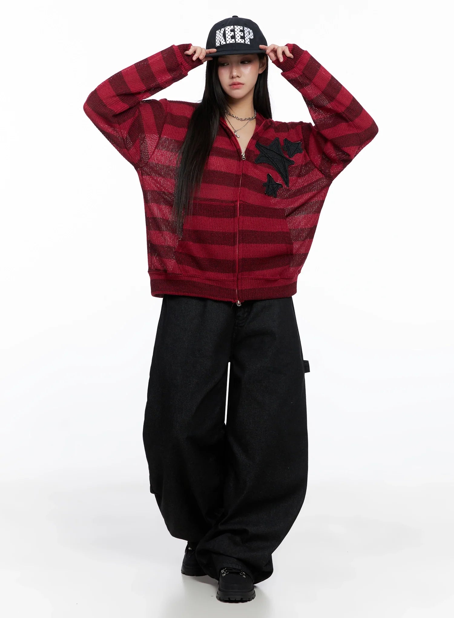 Star Patch Striped Zip-Up IS525