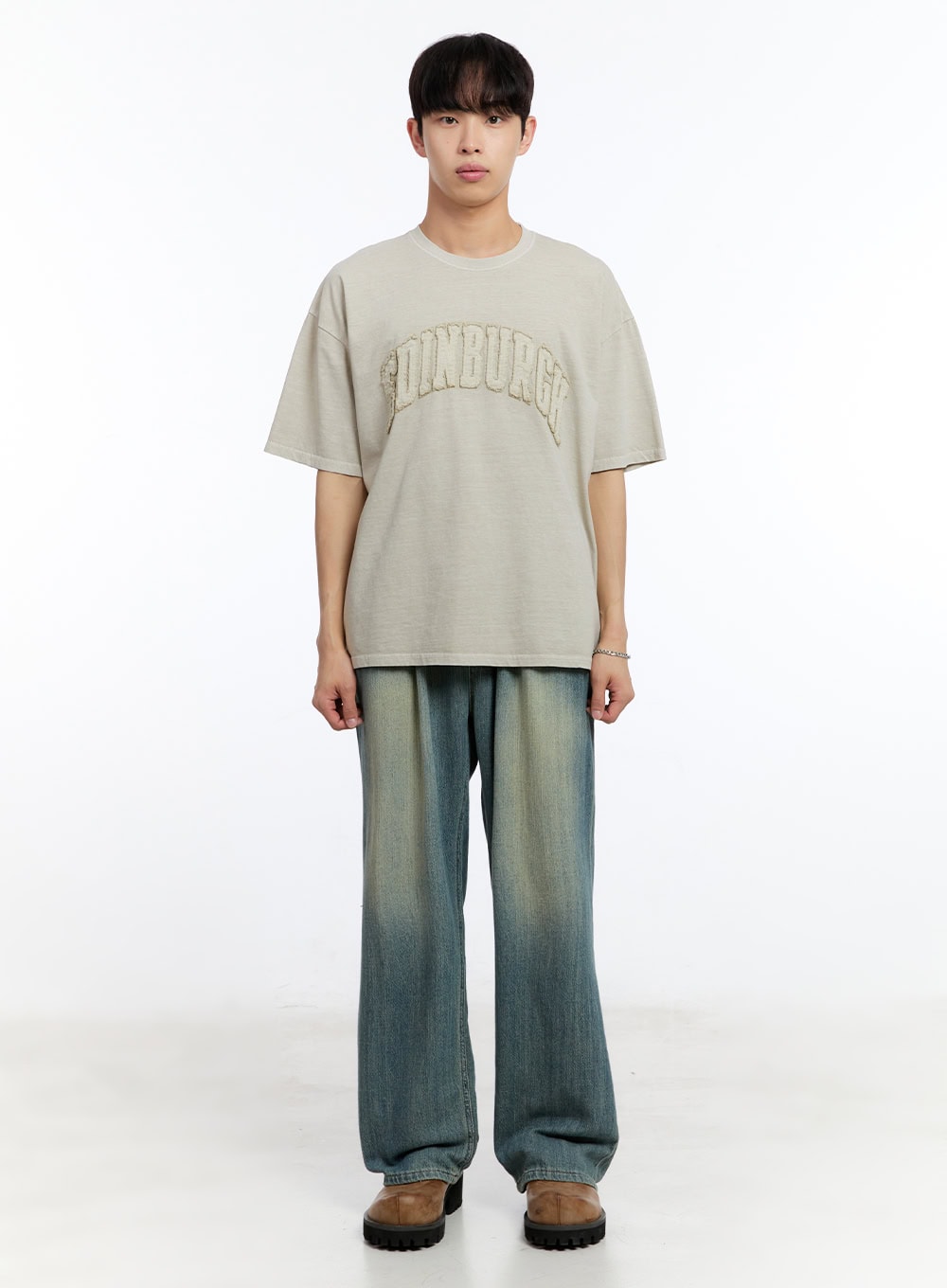 Men's Patch Washed Oversize T-Shirt IY529