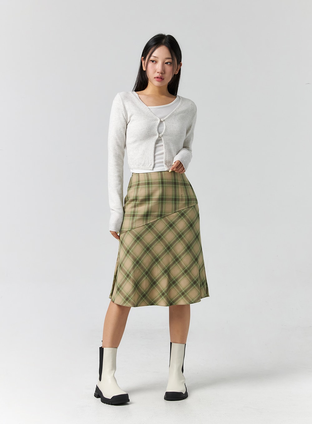 Checkered Midi Skirt CS308